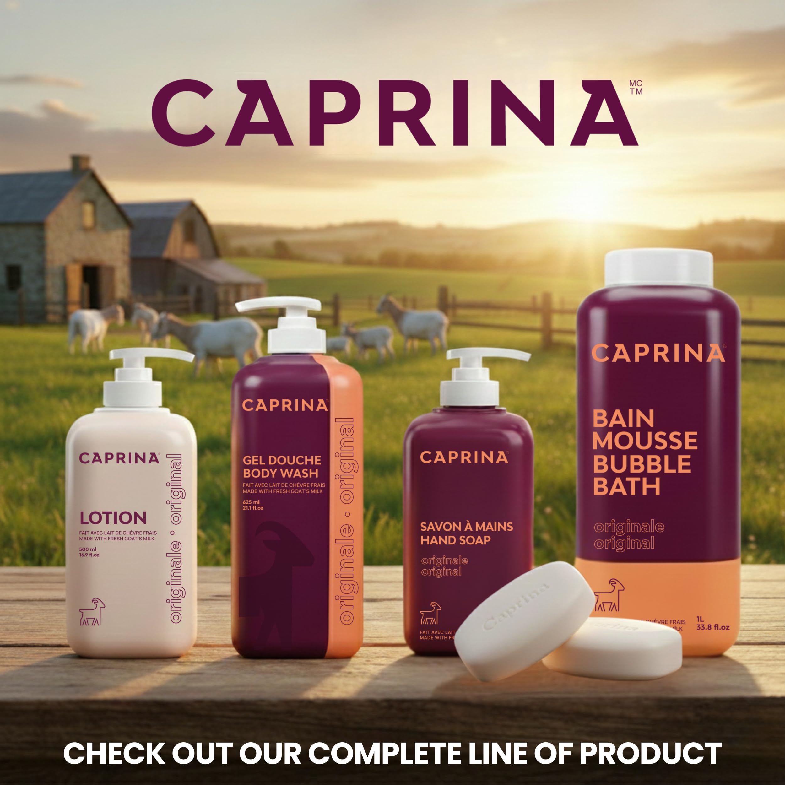 Caprina by Canus bar on bathroom shelf in lifestyle setting conveying natural routine and comforting scent