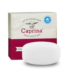 Caprina by Canus front packaging showing three original goat milk bars and clear labeling, promotes gentle cleansing