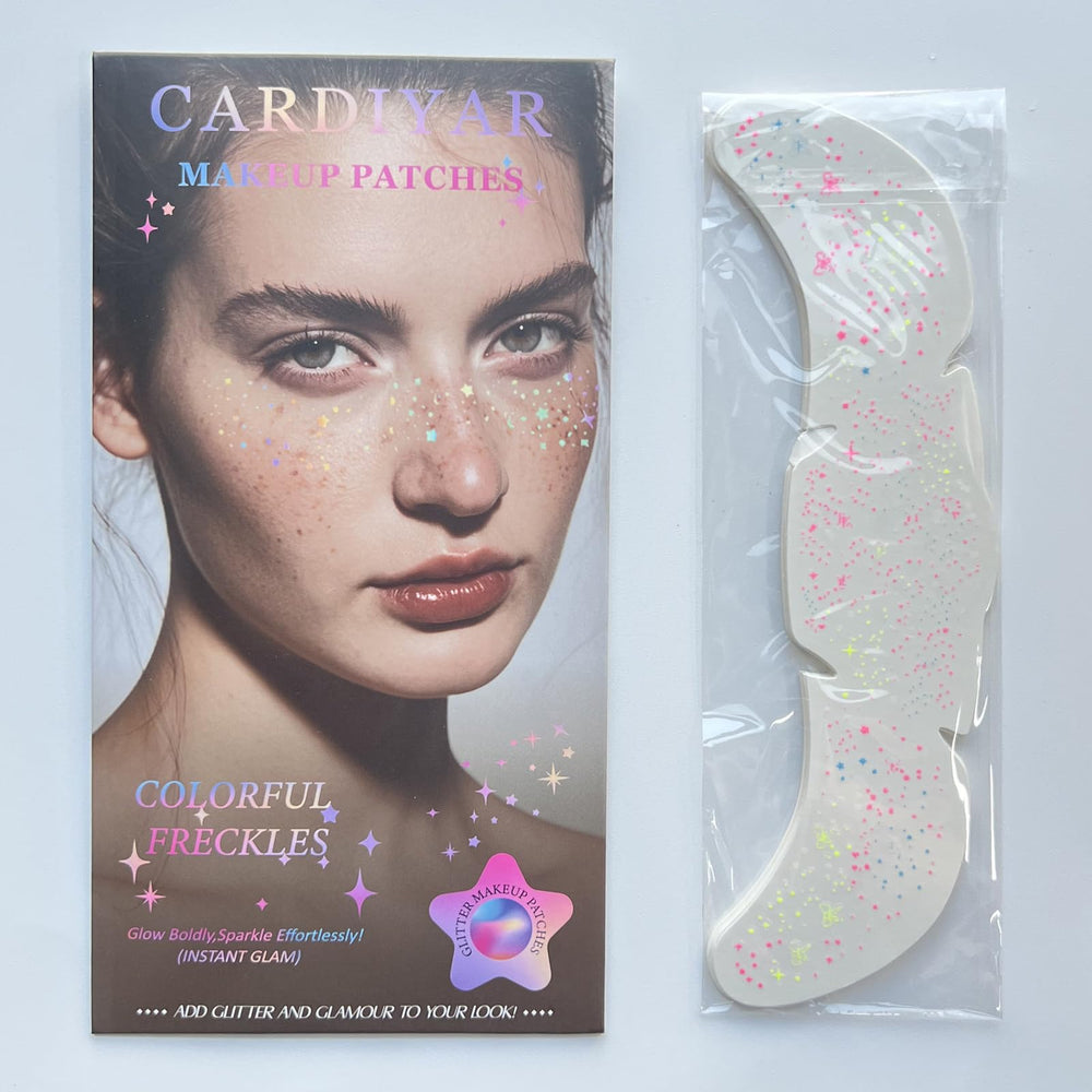 Cardiyar close-up of glitter patch texture, highlights fine shimmer and adhesion
