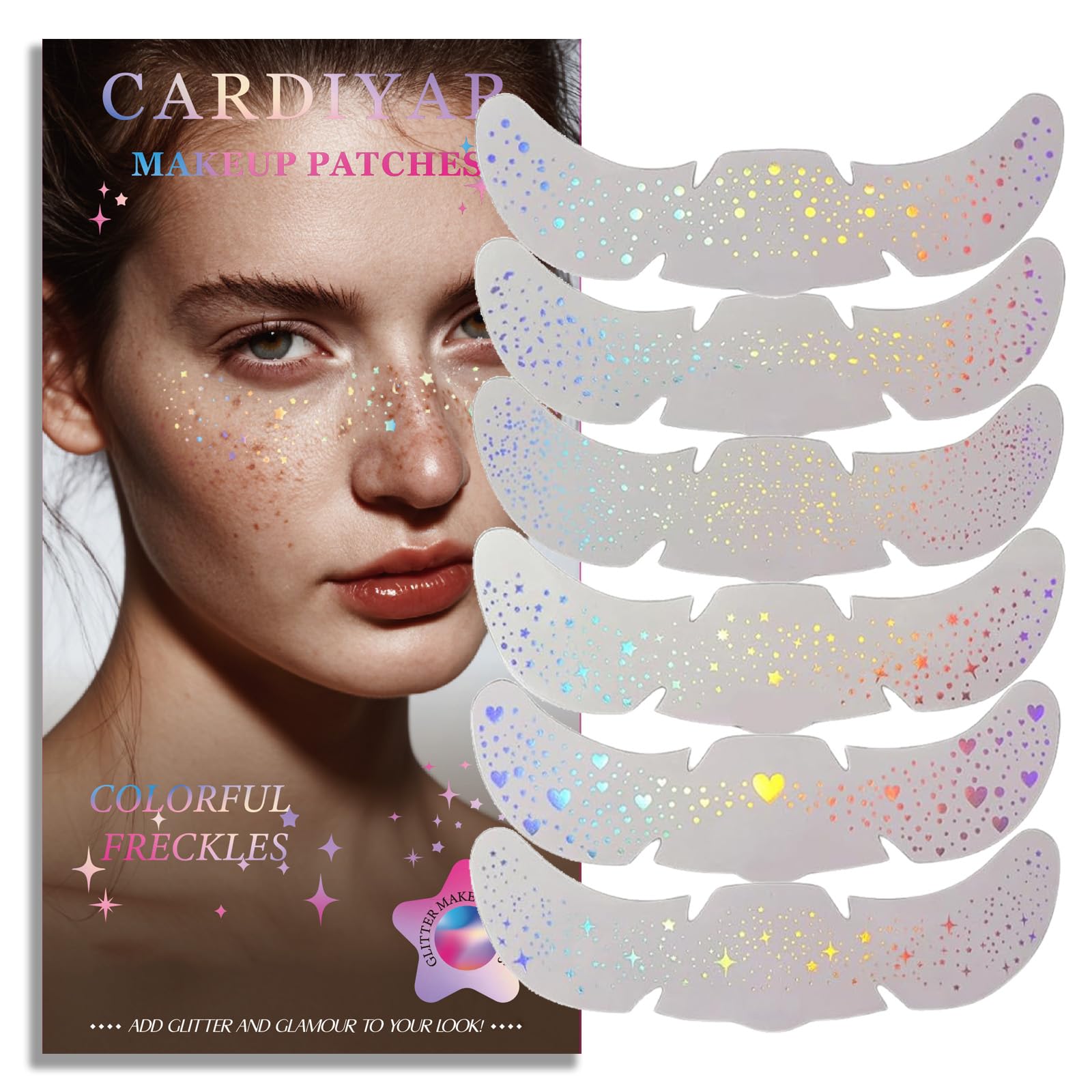 Cardiyar front packaging showing 24 glitter freckle patches and gift-ready presentation