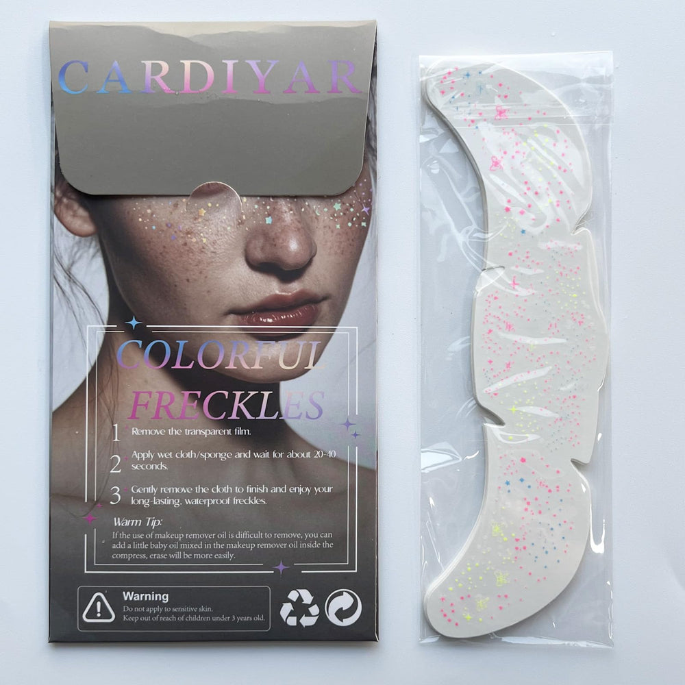 Cardiyar glitter freckles applied on cheeks at a festival, creates standout sparkle