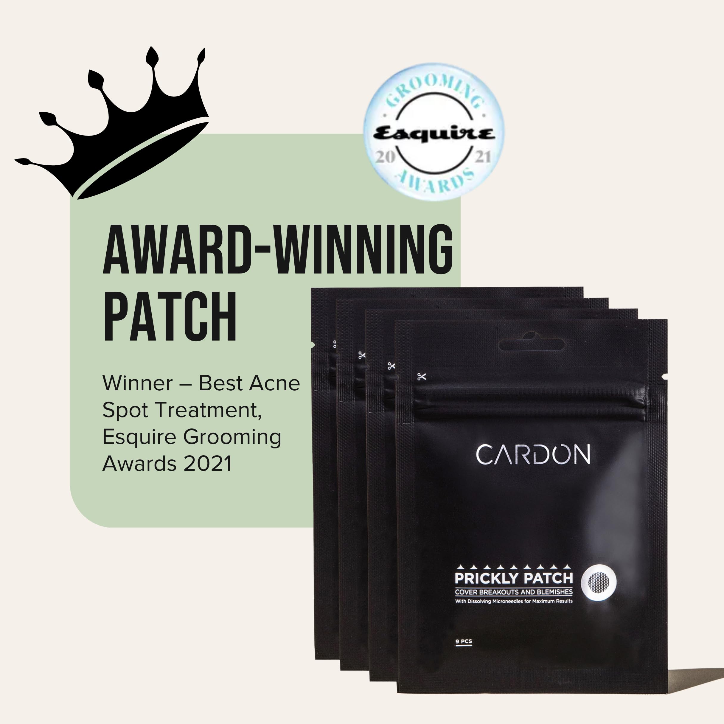 Cardon patch placed under facial hair to treat razor bumps effectively