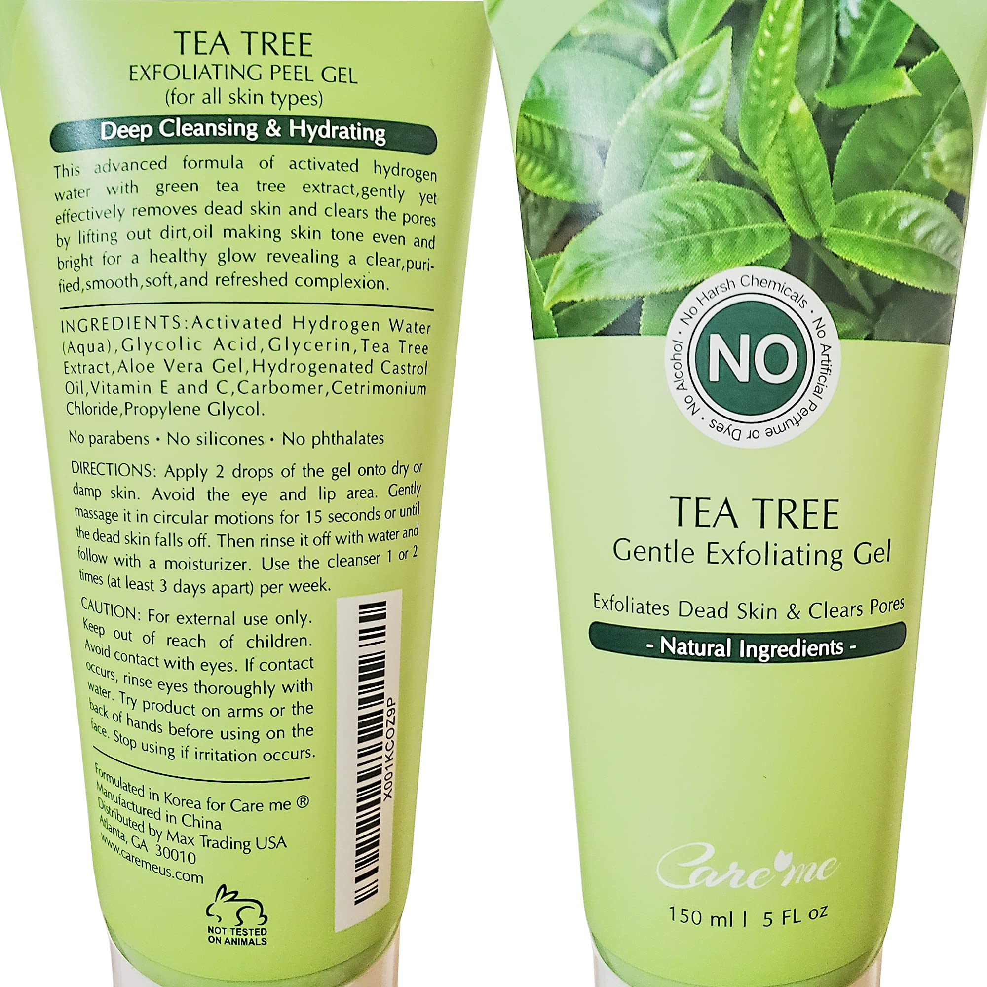 Care me gel texture close-up highlighting smooth non-grit formula for gentle exfoliation