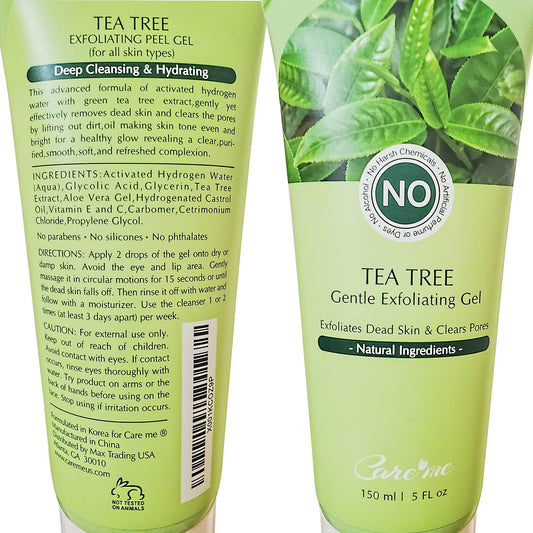 Care me gel texture close-up highlighting smooth non-grit formula for gentle exfoliation