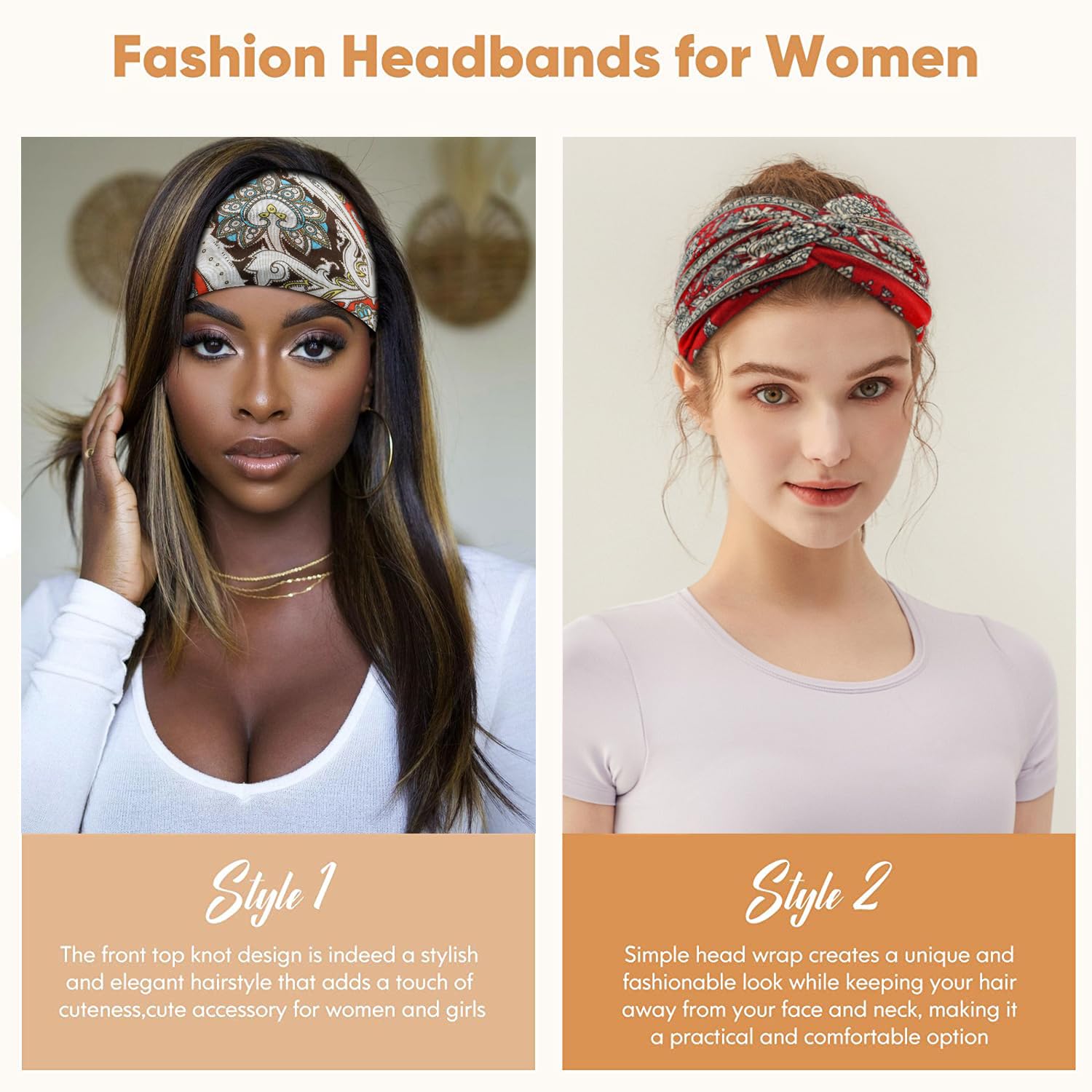 Carede detailed shot of retro front-knot turban style for fashion appeal