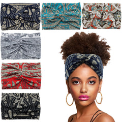 Carede front view of pack of six colorful headbands showing variety and value