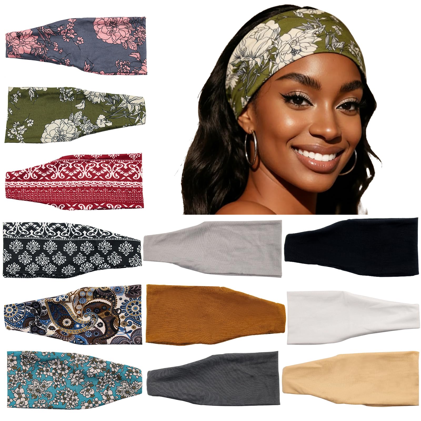 Carede front pack of twelve headbands showing value and variety