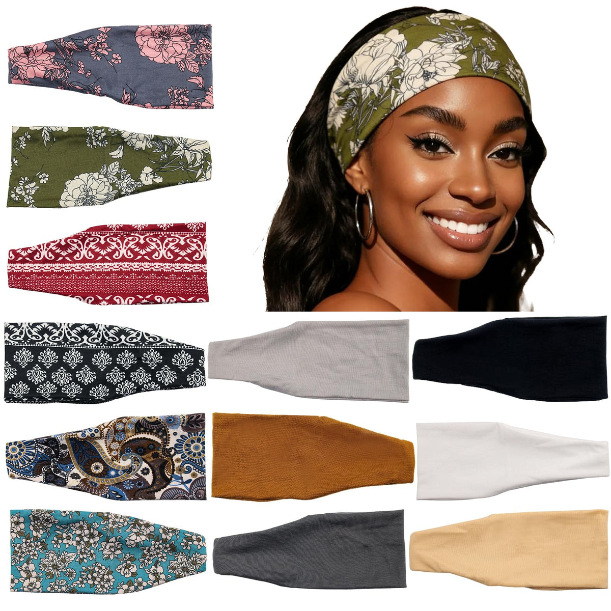 Carede front pack of twelve headbands showing value and variety