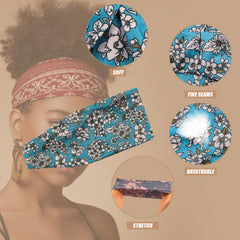 Carede headband on model doing yoga showing sweat control benefit