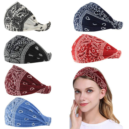 Carede front view headband showing paisley print and comfortable fit