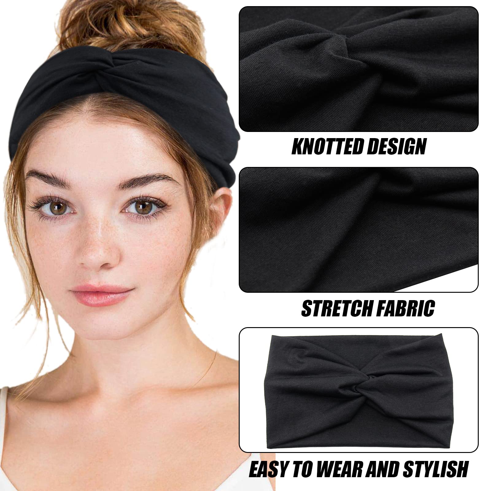 Carede headband beside ruler showing 15x23cm size and stretch, ensures proper fit benefit