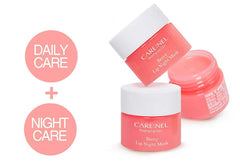 CARENEL before and after lips showing smoother hydrated results after overnight use