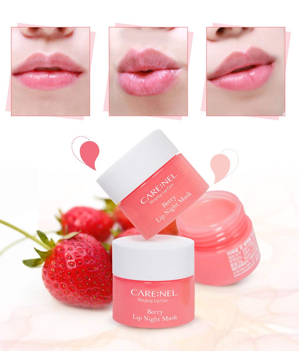 CARE:NEL Pomegranate lip mask label top view showing antioxidant-rich ingredient benefit