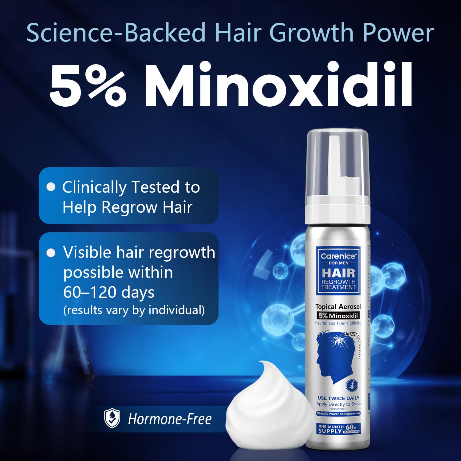 CARENICE foam being applied to scalp for targeted coverage