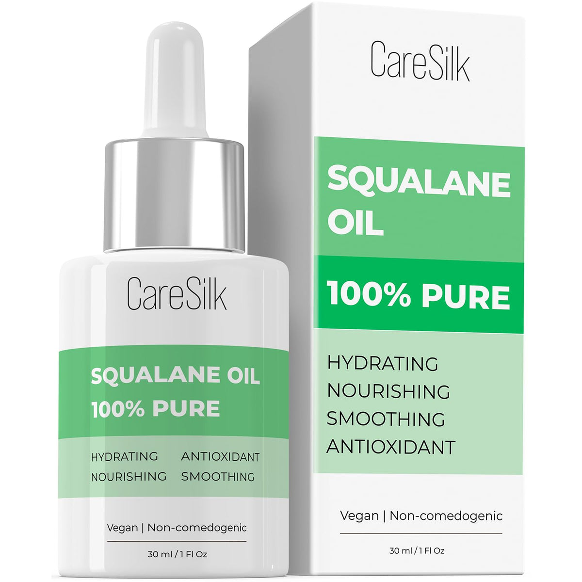 CARESILK bottle front view showing clean label and pure oil benefit