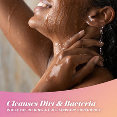 Caress in-hand use under shower, shows easy application and soft skin benefit