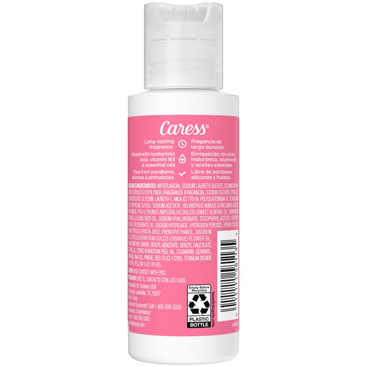 Caress three travel bottles grouped, convenient sizes for travel and gym