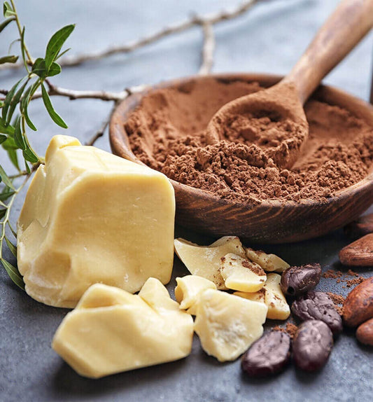 Caribbean Coastal Delights close-up of cocoa butter wafers, smooth texture for easy melting