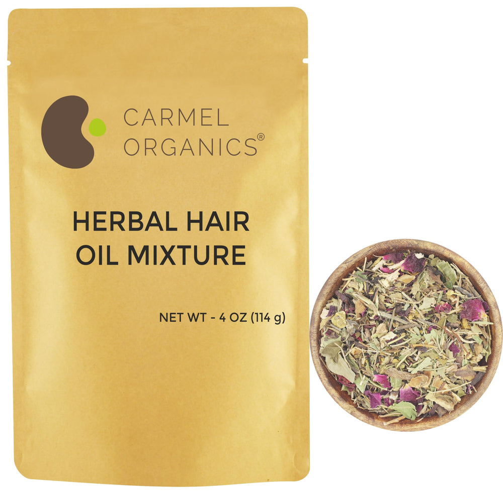 CARMEL ORGANICS front packaging showing product name and herbal mix benefits