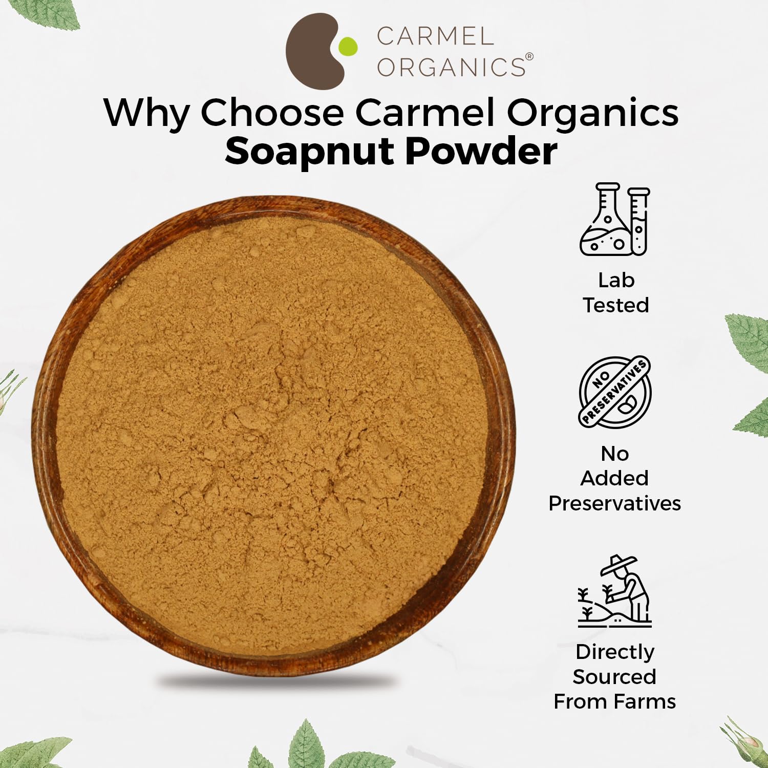 CARMEL ORGANICS label with certifications highlighting non-GMO and kosher benefit