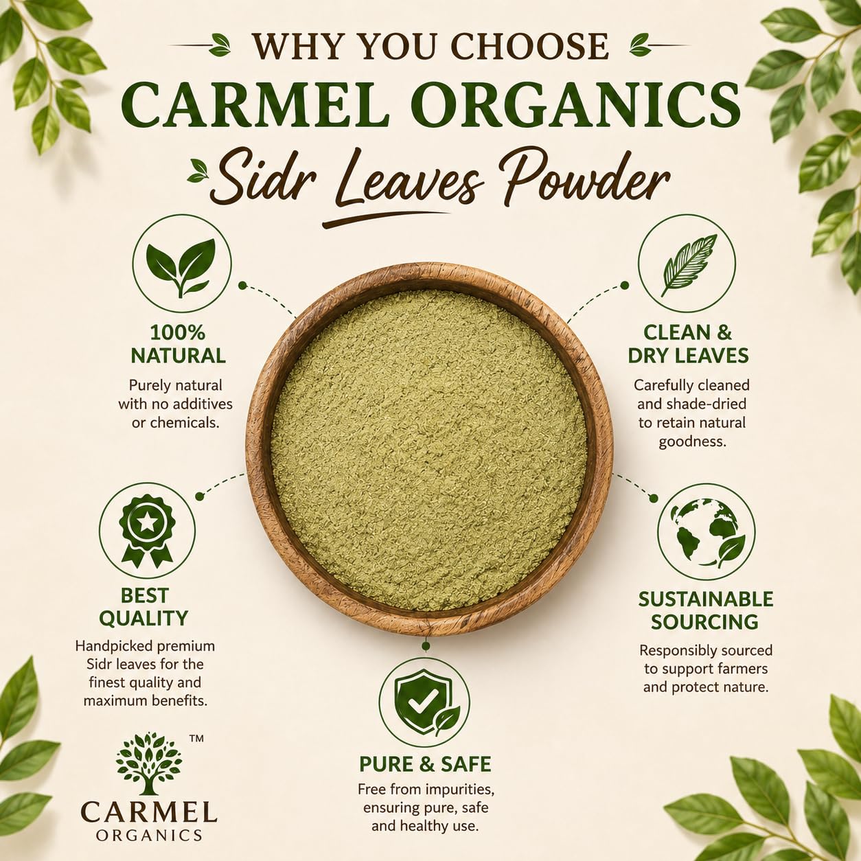 CARMEL ORGANICS Sidr face mask mixed in bowl for gentle topical cleanse