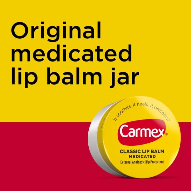 person using Carmex outdoors conveying fast relief and everyday usability