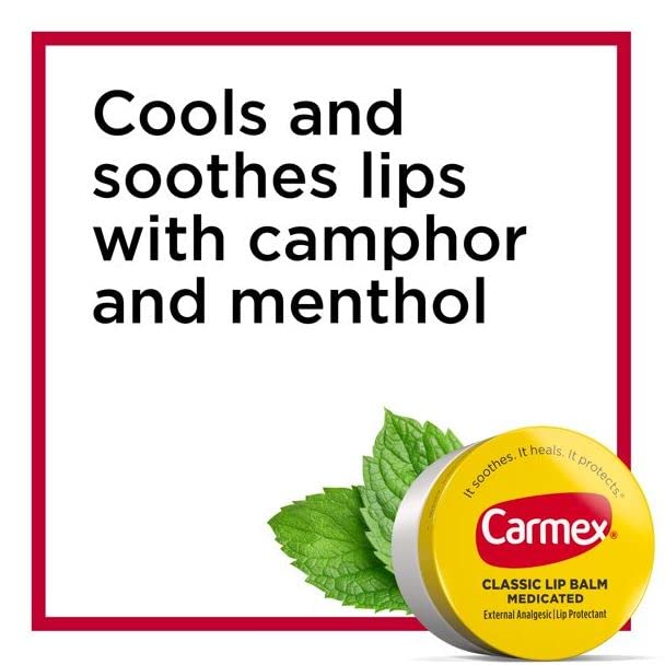 three-pack arrangement of Carmex tubs highlighting convenient backup supply