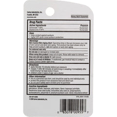 Carmex click-stick open with visible balm tip, quick application and hydration benefit