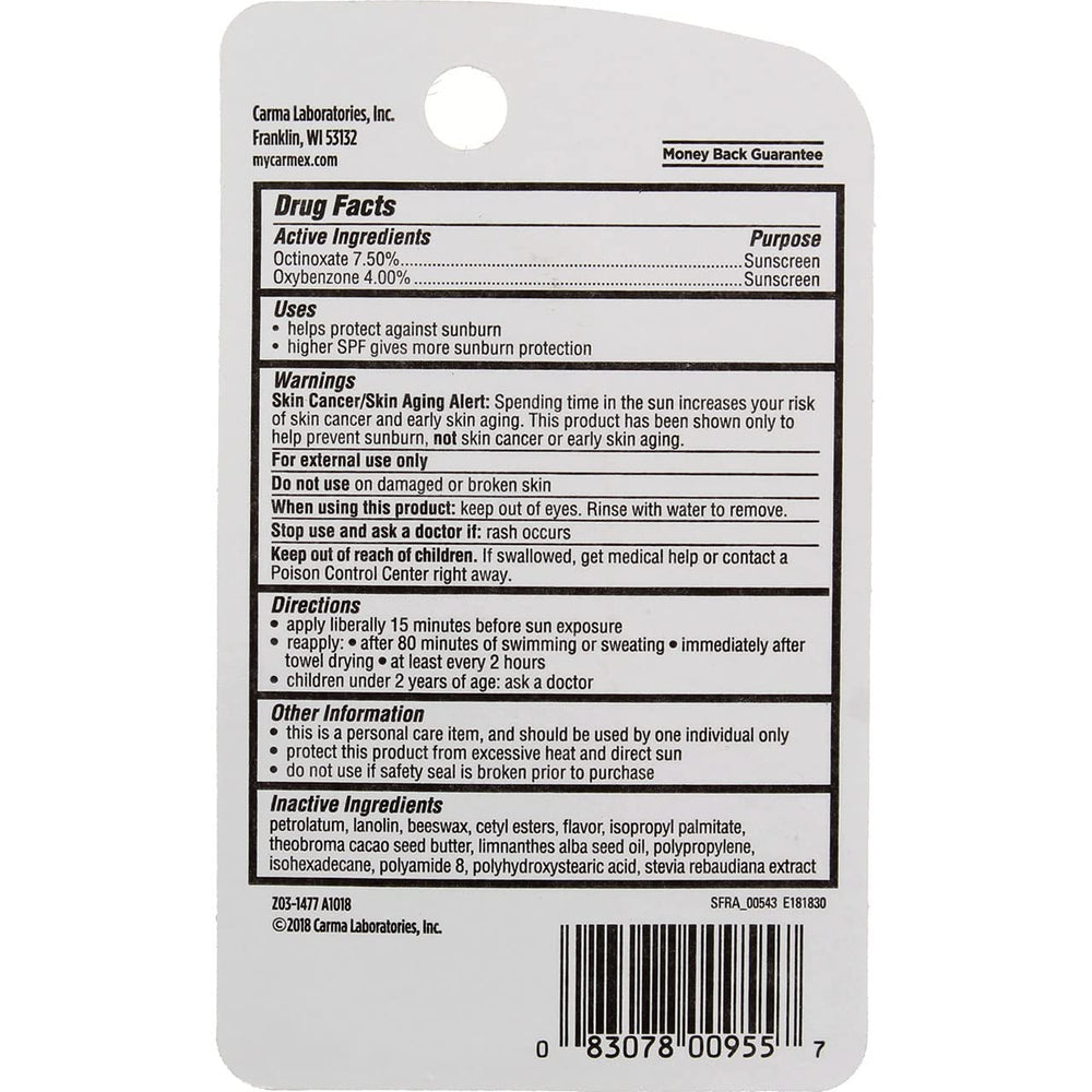 Carmex click-stick button detail demonstrating easy click applicator for mess-free use