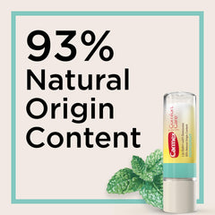 Carmex open stick top view displaying balm surface and easy application benefit