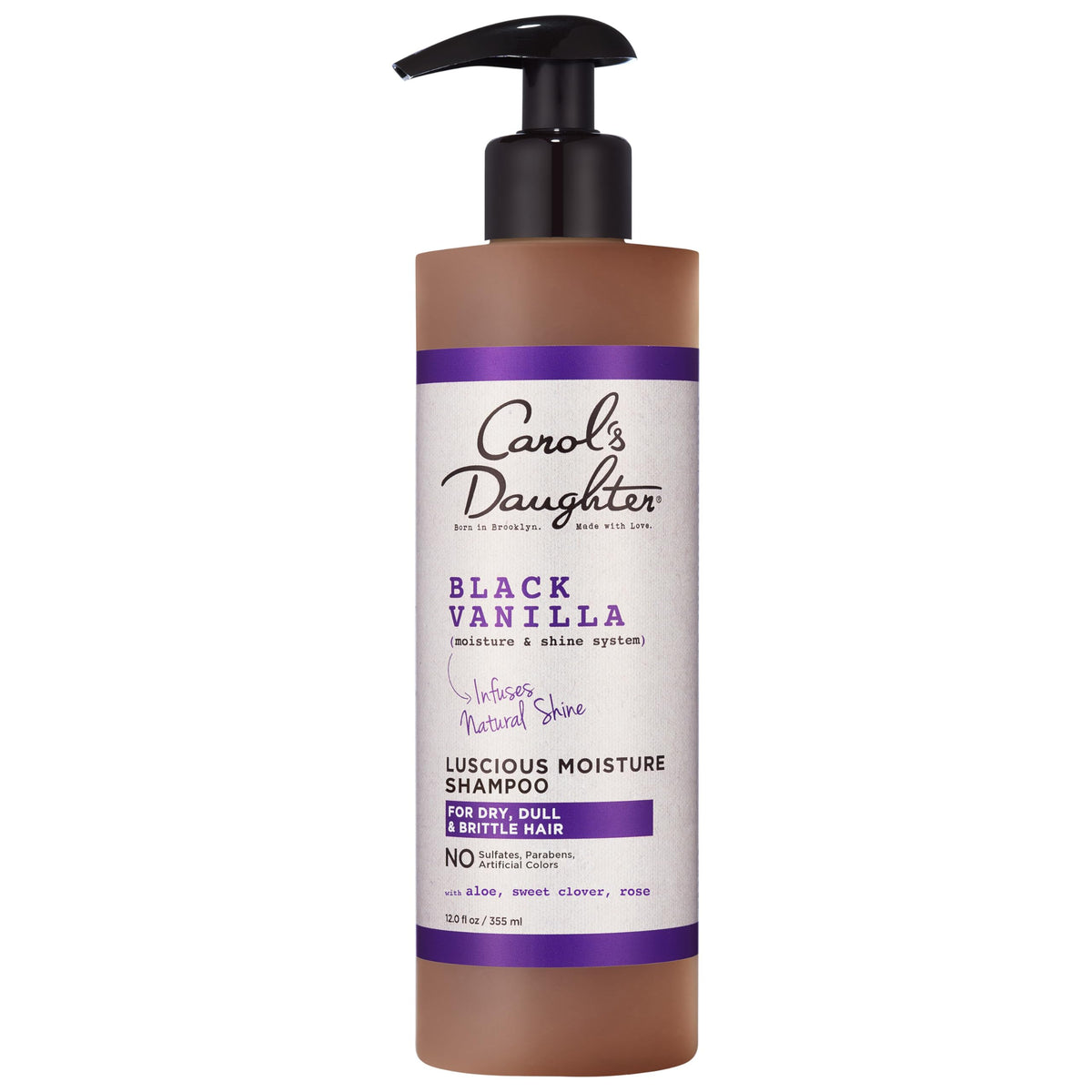 Carol's Daughter front bottle showing Black Vanilla branding and hydration benefit