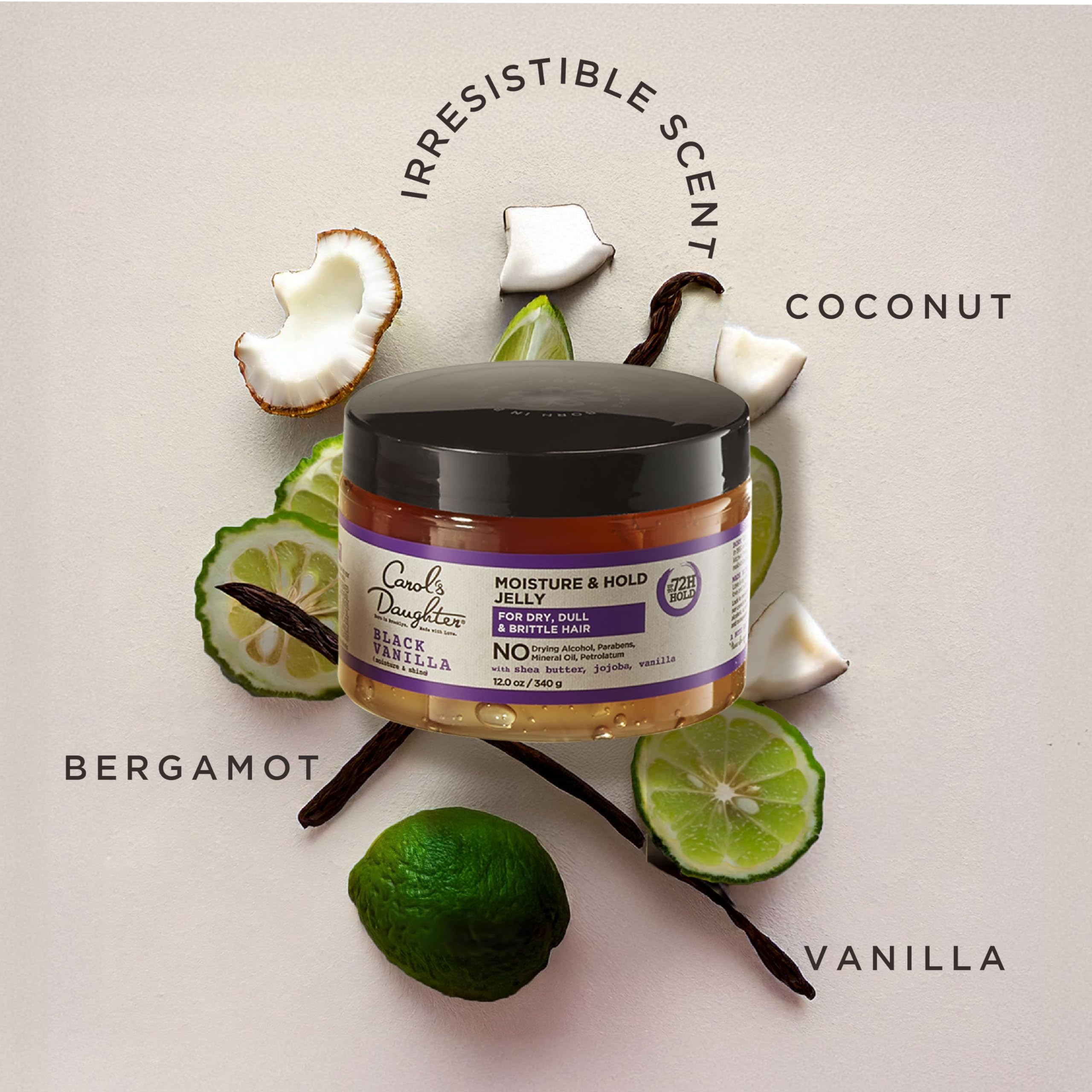 Carol's Daughter label close-up showing ingredients and formulation benefits