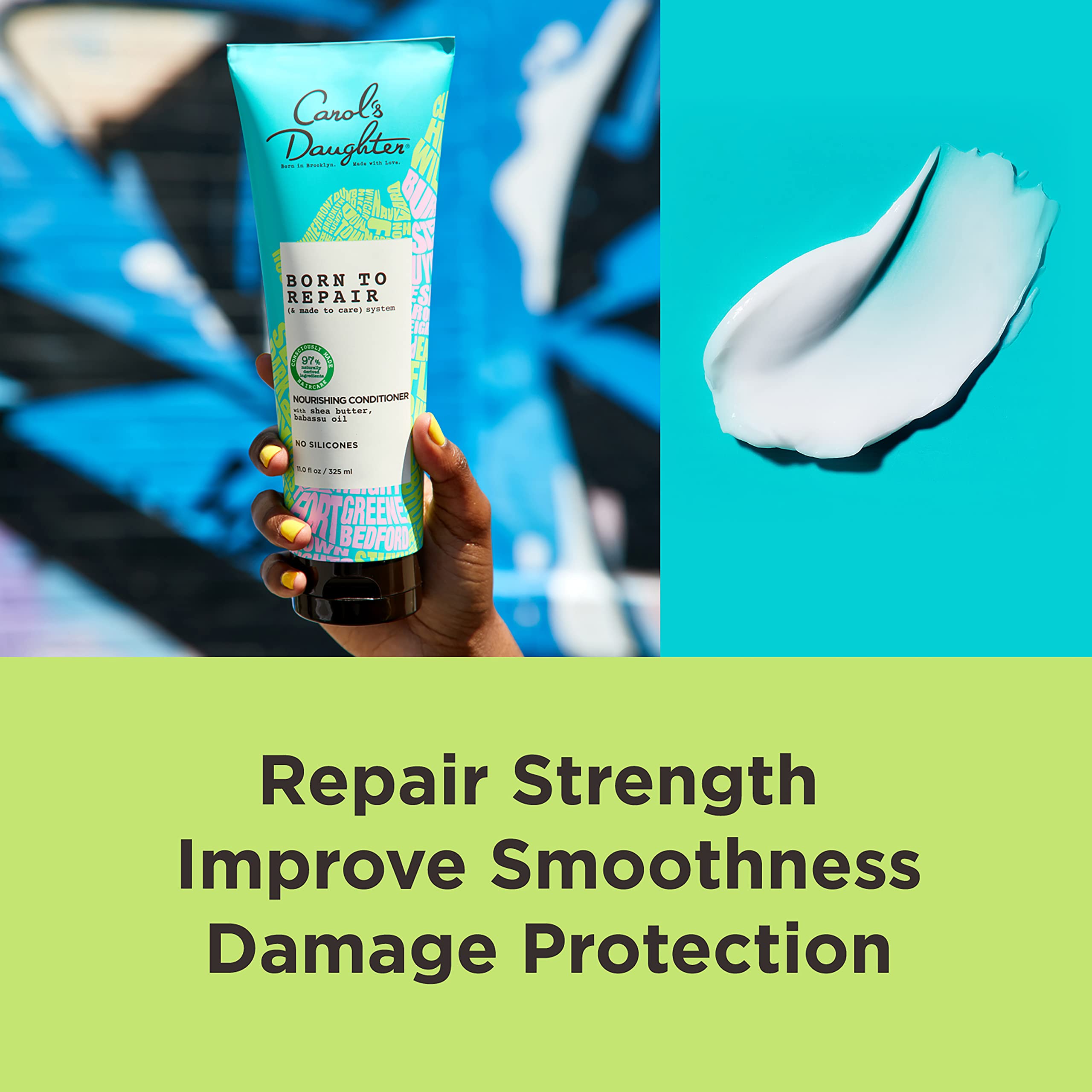 Carol's Daughter conditioner applied to wet hair demonstrating slip and hydration