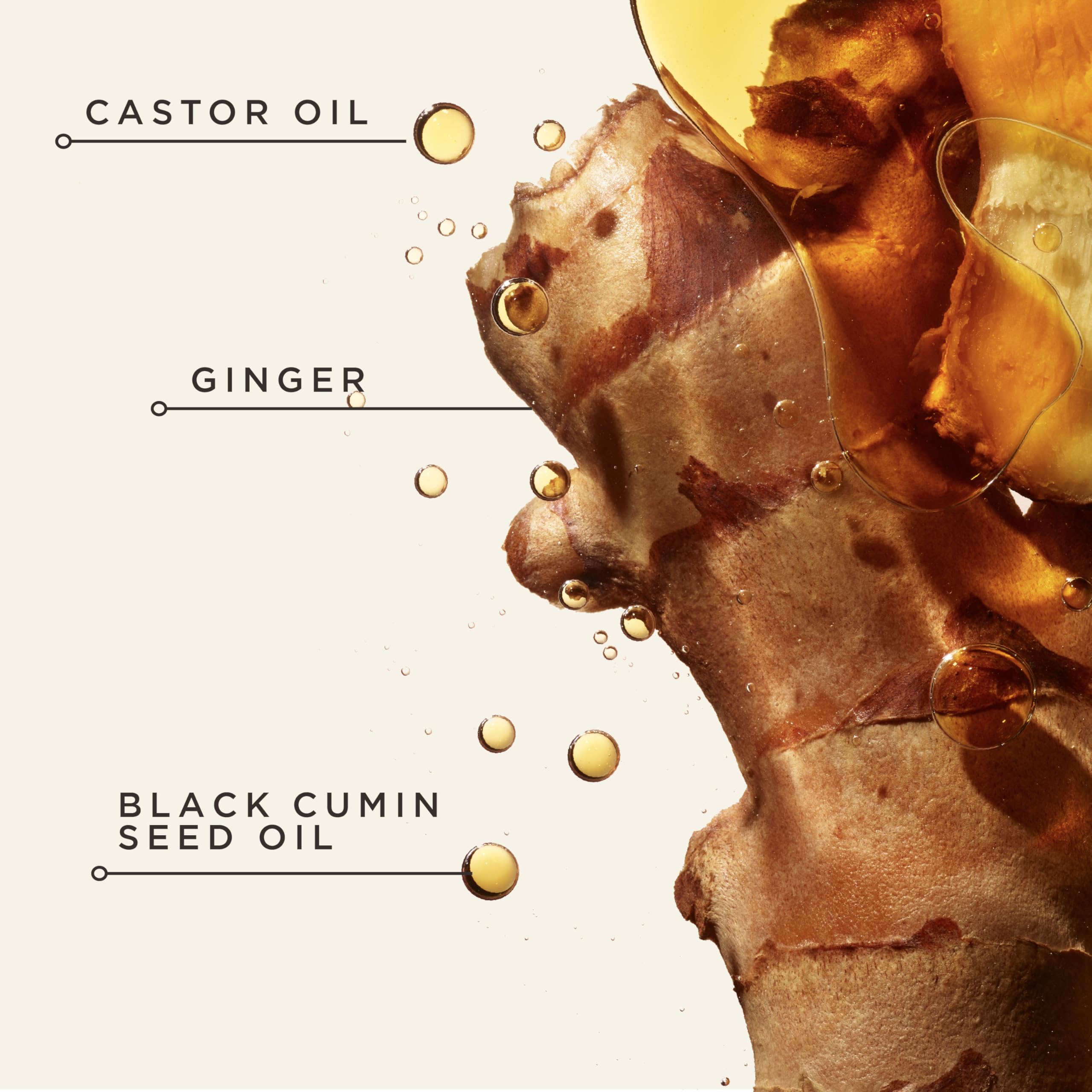 Carol's Daughter label close-up highlighting castor oil and black cumin seed ingredient benefits