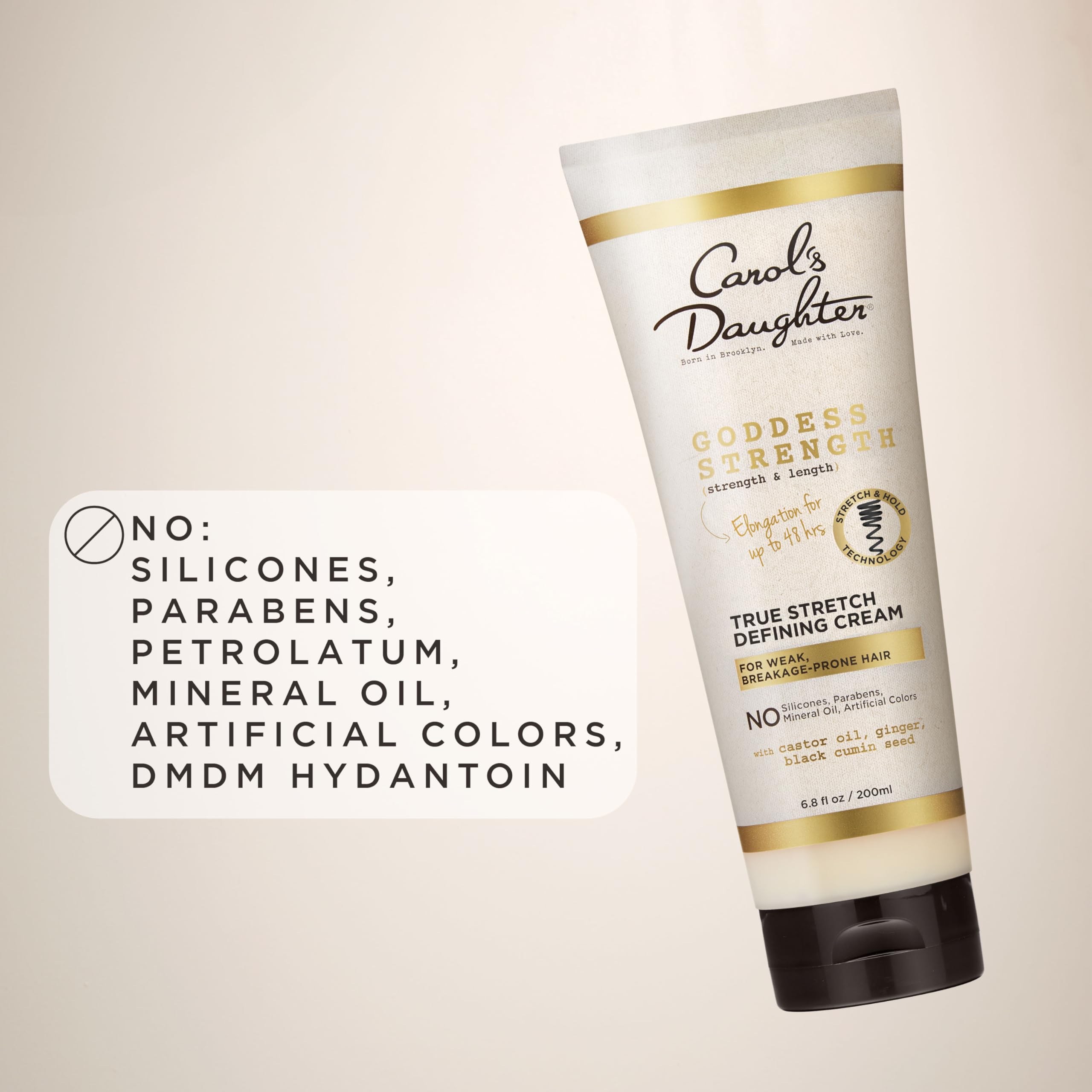 Carol's Daughter label close-up showing active ingredients and usage guidance
