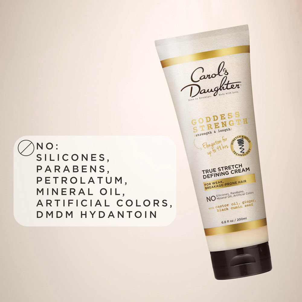 Carol's Daughter label close-up showing active ingredients and usage guidance