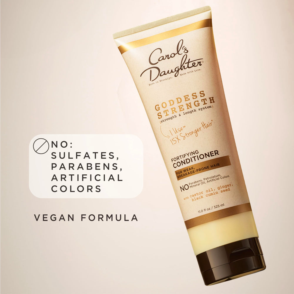 Carol's Daughter label closeup showing castor oil and ingredient benefits