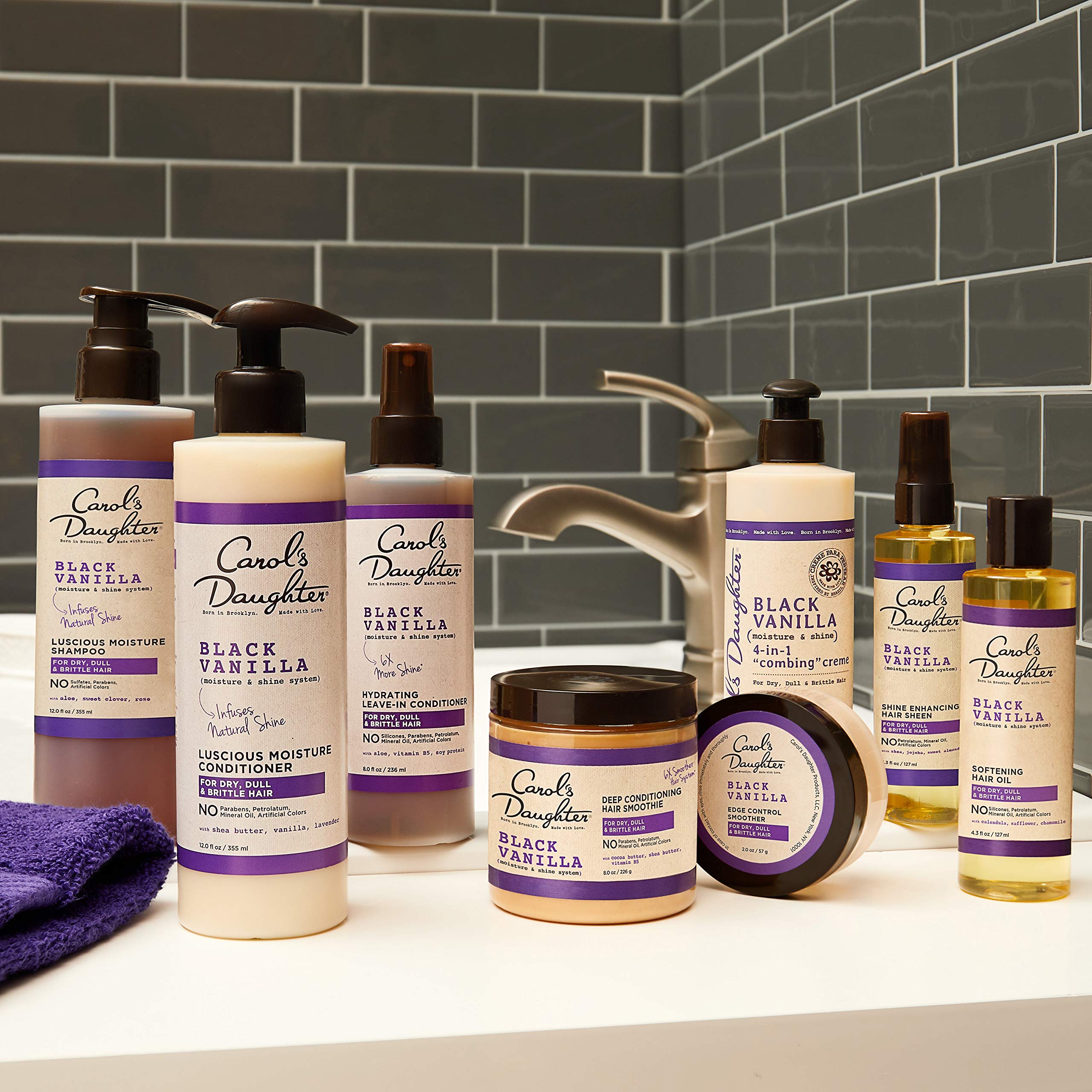 Carol's Daughter lifestyle shot on vanity evoking founder-made, natural-care benefit