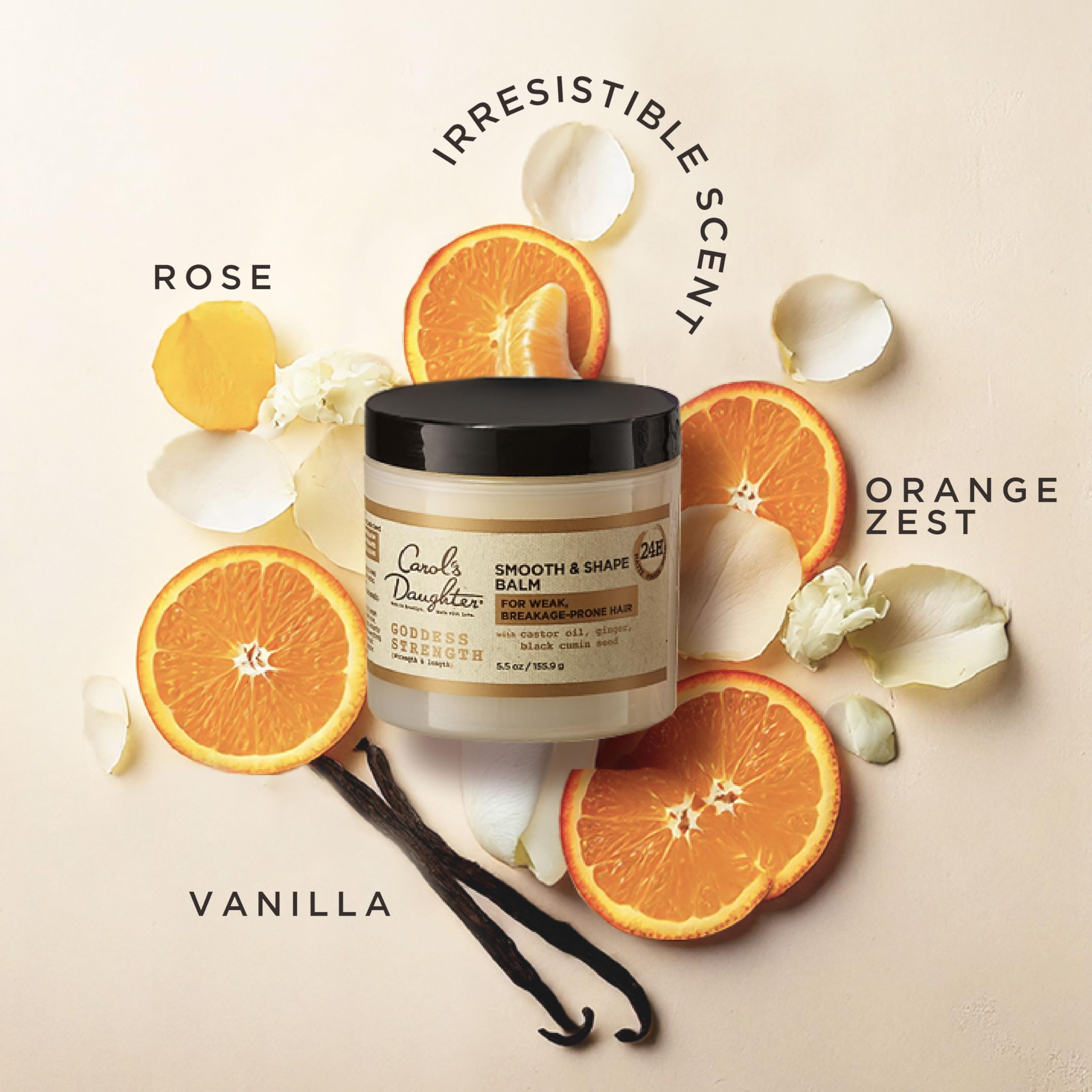 Carol's Daughter packaging label detail emphasizing formulation features