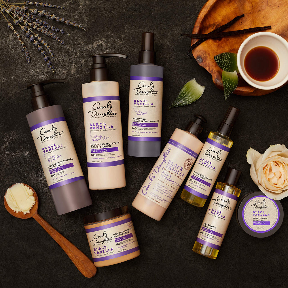 Carol's Daughter spread of clear formula showing smooth application ease