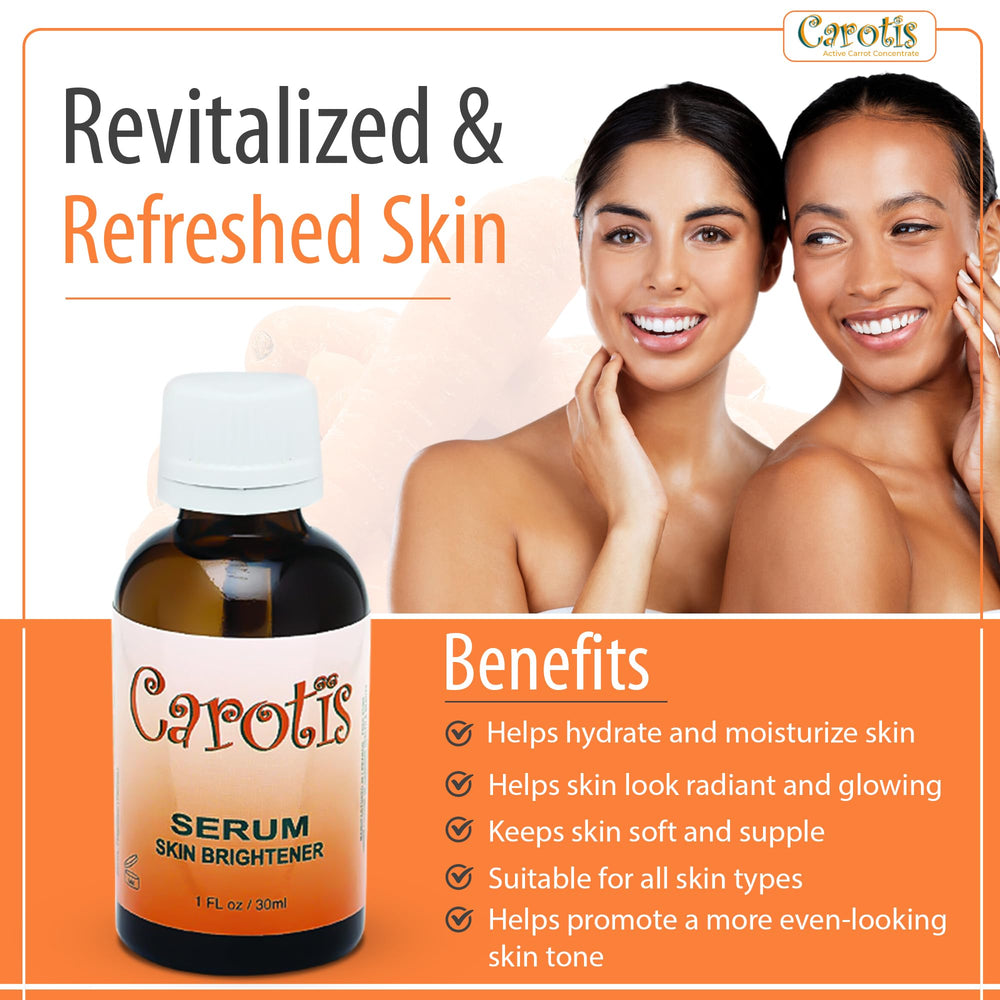 CAROTÏS bottle held in hand showing 1 oz scale and travel-friendly benefit