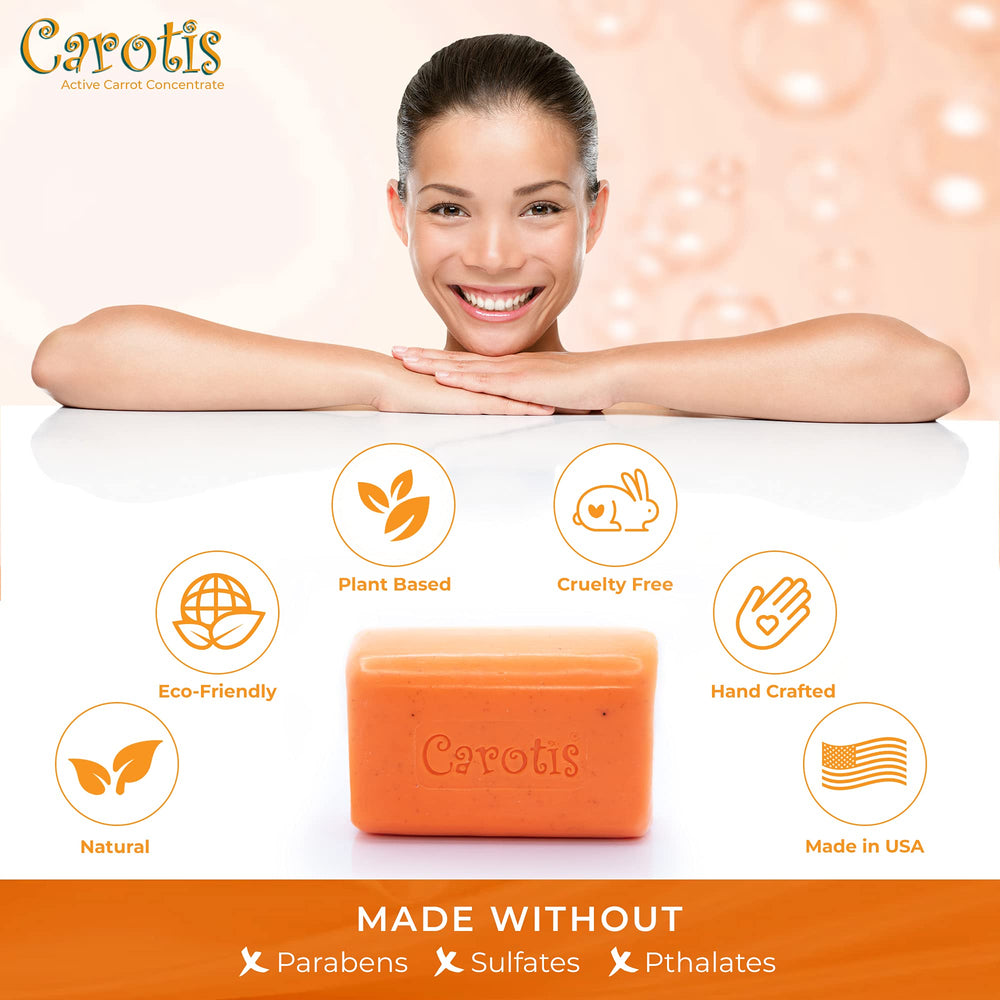 CAROTÏS soap held in hand for scale demonstrating bar size and ease of use