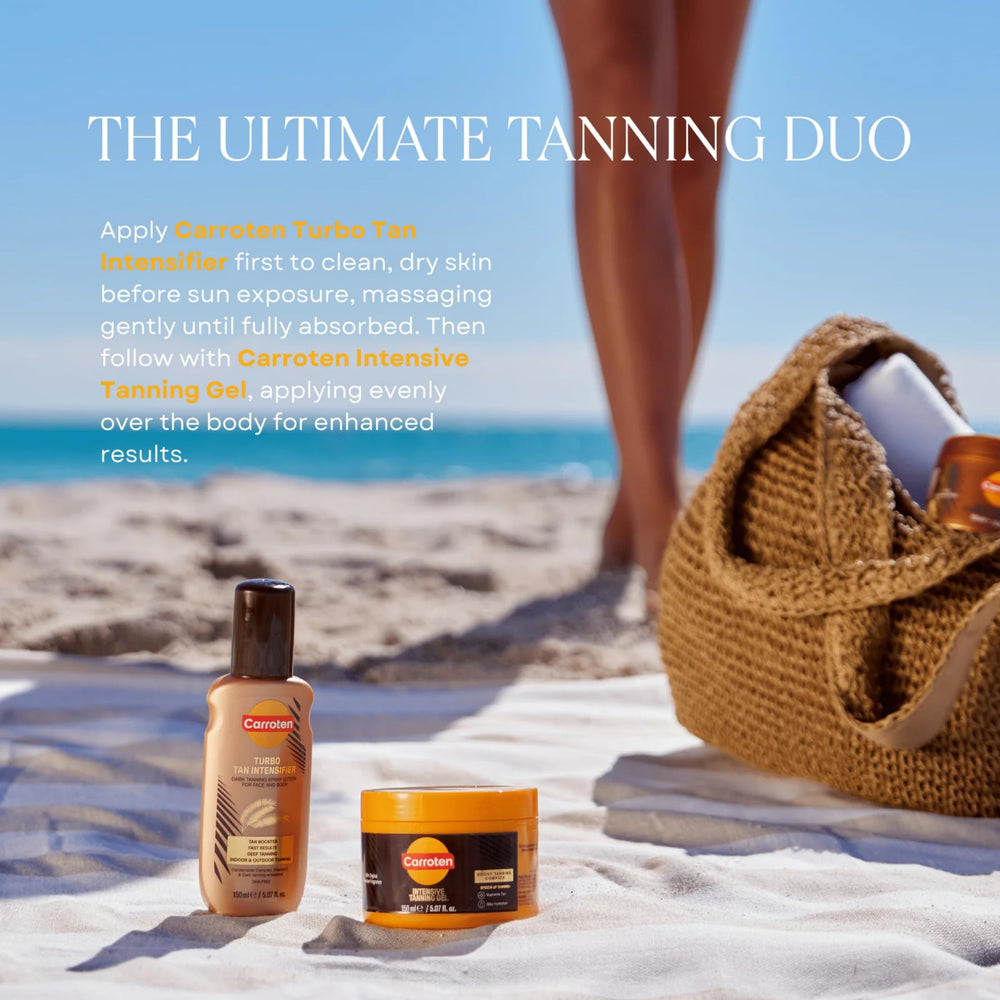 Carroten application on forearm revealing streak-free bronzing result