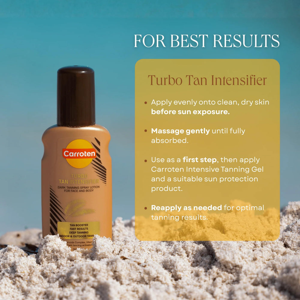 Carroten Intensive Tanning Gel texture closeup showing smooth non-greasy finish