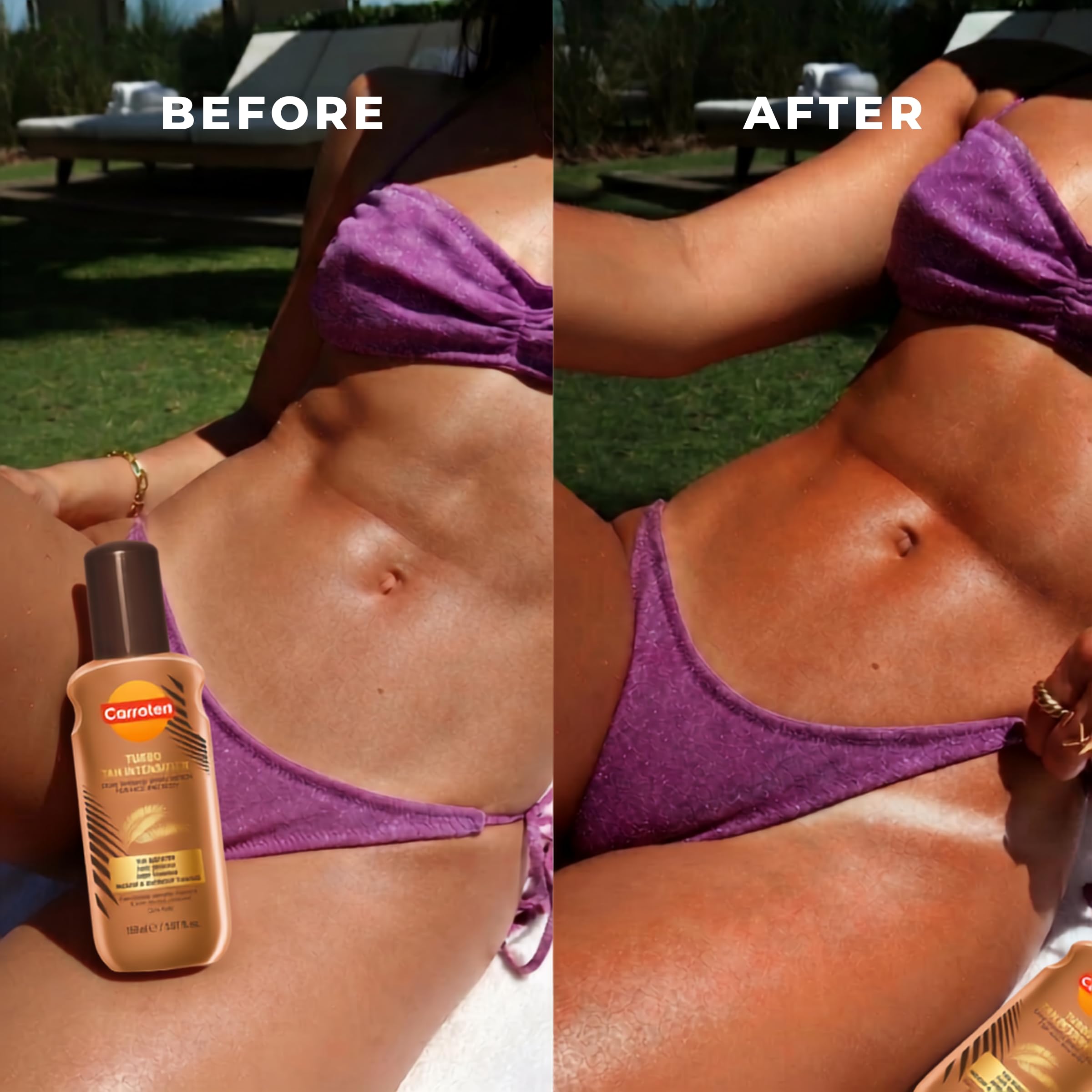 Carroten Intensive Tanning Gel top label closeup highlighting nourishing vitamins