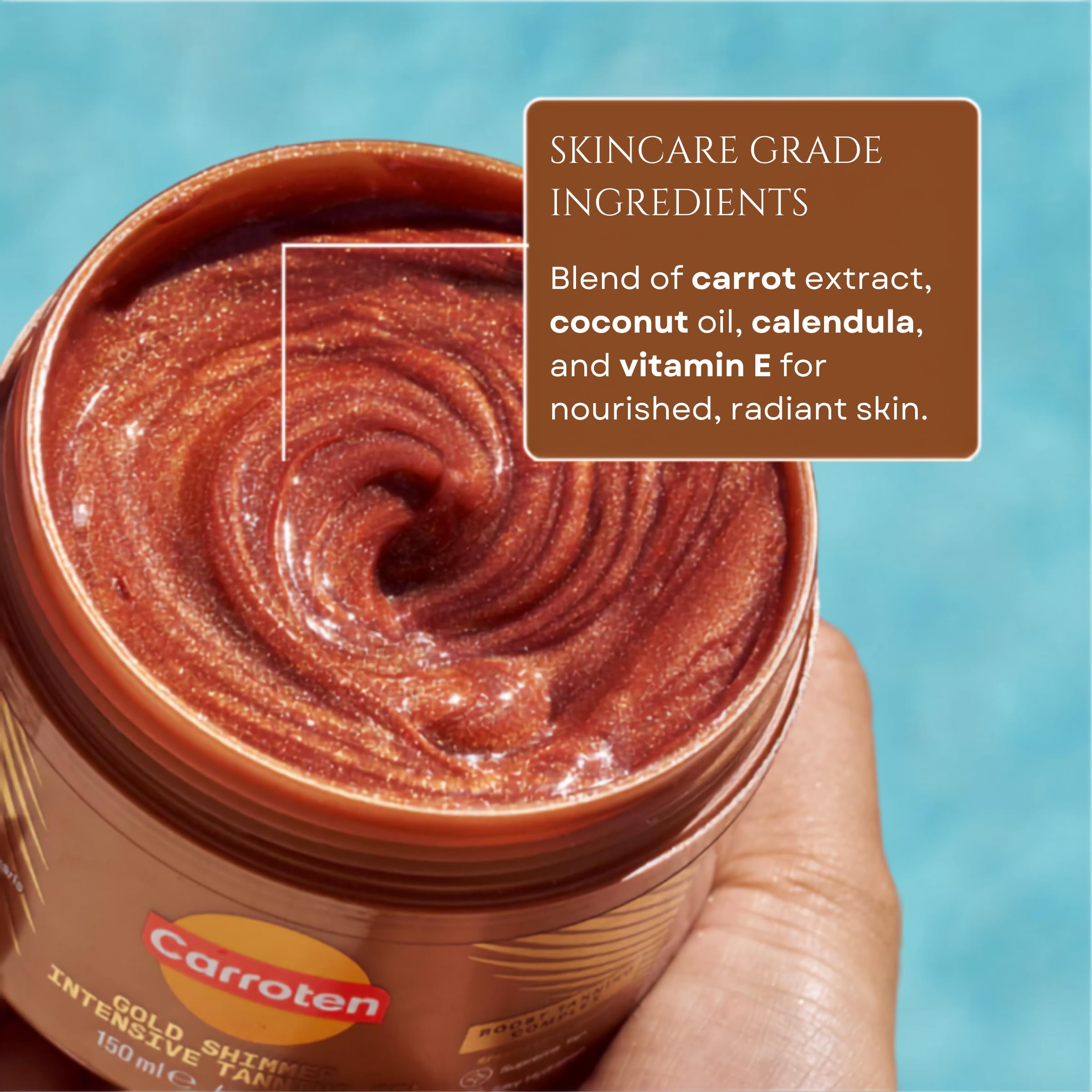Carroten shimmering pearls detail demonstrating instant radiant glow