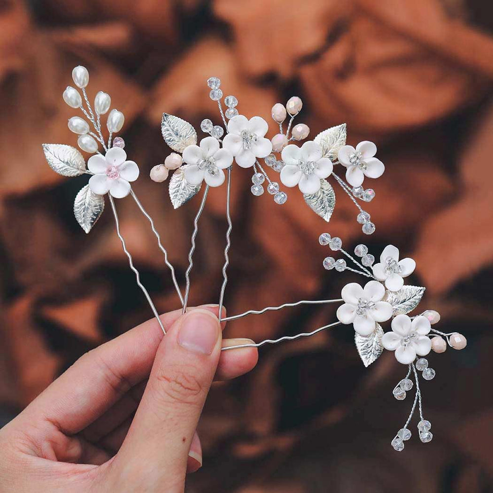 CASDRE bridal hair pins front packaging shows set of three and elegance