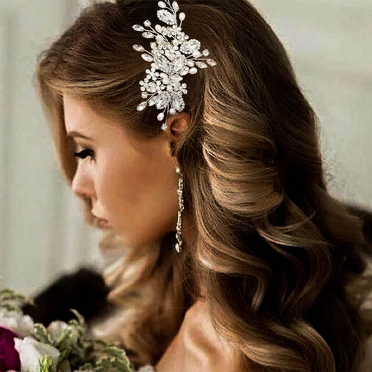 CASDRE front view of silver bridal comb showing elegant shape and sparkle