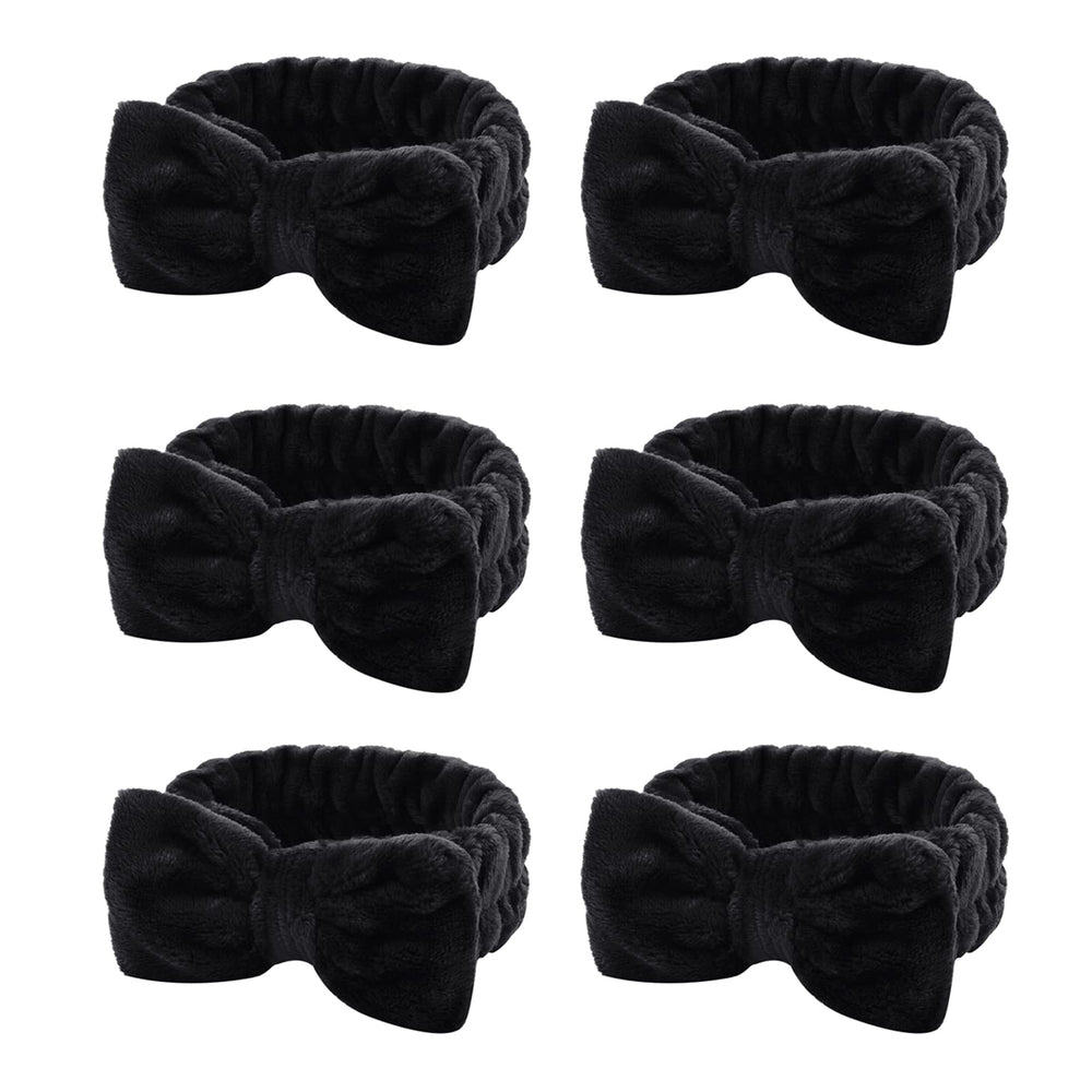 Casoty front view of six black headbands shows neat packaging and convenience