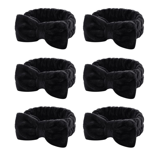 Casoty front view of six black headbands shows neat packaging and convenience